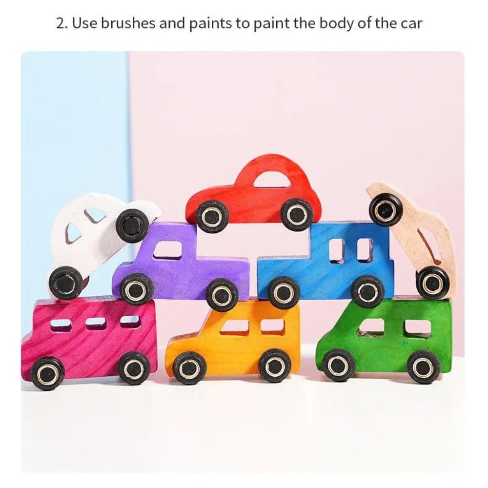 Montessori Holz DIY Auto Spielzeug für Kinder Unbemalte Autos Modell Malen Kritzelkunst Unfertige Bastelarbeiten Vorschul-Lernspielzeug