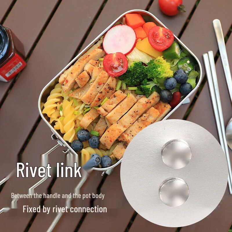 Outdoor Portable Stainless Steel Lunch Box with Bamboo Cutting Board Lid