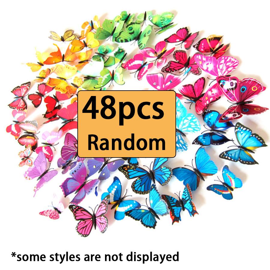 24/48pcs Butterfly Magnetic Refrigerator Sticker Simulation Wall House Living Room Kitchen Decoration DIY Magnet Supplies XJM