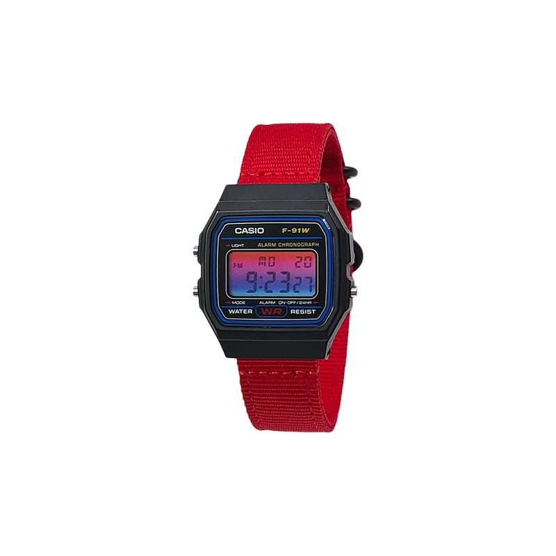 CASIO Customized watch modified series silver resin case life waterproof A158WEA-9 modified-REDLINE GOLD Quartz nylon s A158WEA-9