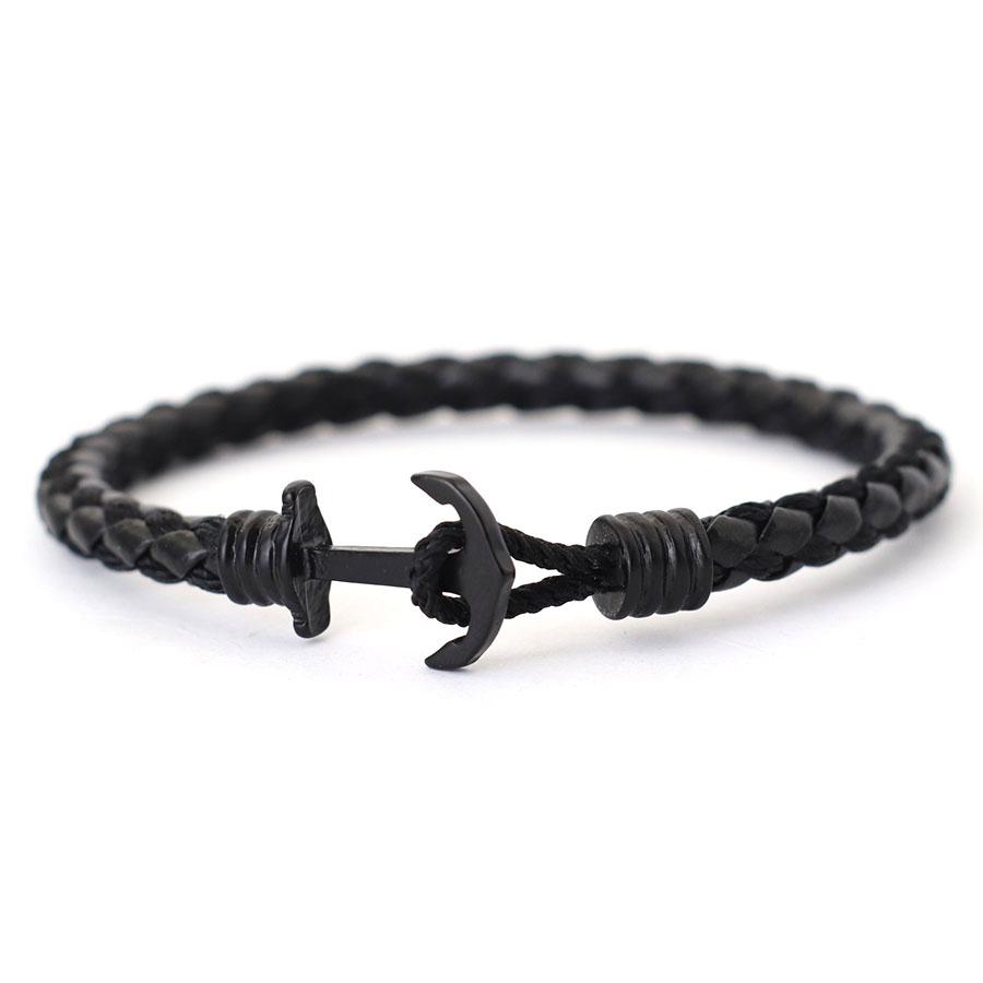 Trendy Hand-Woven Leather Men Bracelet Brown Vintage Navy Anchor Braclet Outdoor Riding Couple Leather Rope Bracelet