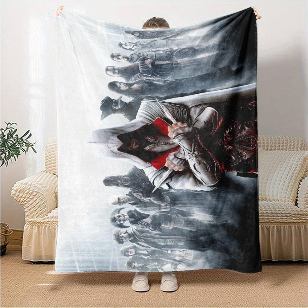 Coperta stampata con tema Assassin's Creed - Perfetta per divano, letto, viaggi e uso all'aperto | Lavabile in lavatrice, accogliente e resistente.