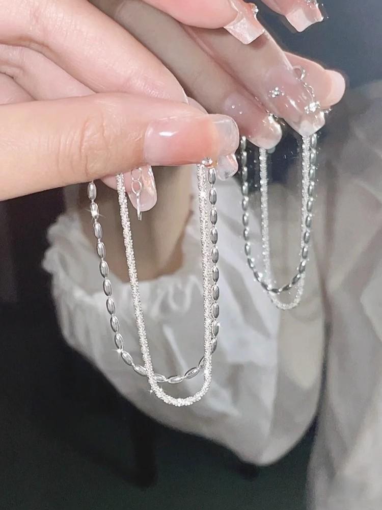 

Блестящий двухслойный серебряный браслет в виде фасоли, женский цыганский простой повседневный темпераментный покрытый серебром 925 пробы ювелирные изделия для рук