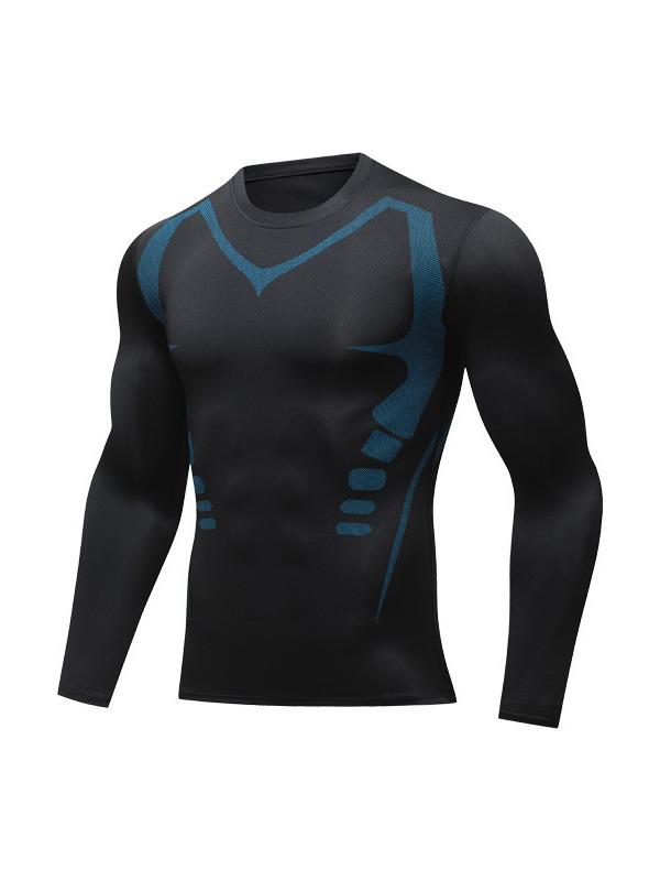 Men's Quick-Drying Long-Sleeve Athletic Bodysuit - High Elasticity & Breathable Fitness Wear
