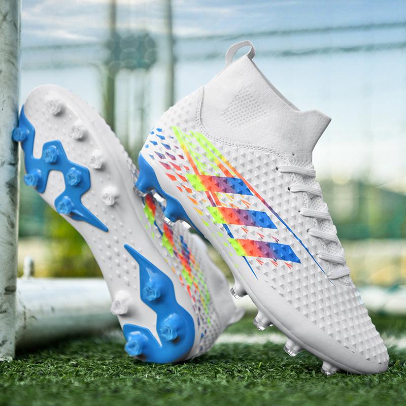 New Large-size Football Shoes Men's High-top Young Students Game Training Artificial Turf Long Broken Nails Football Shoes
