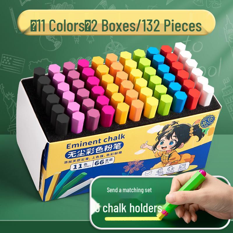 Dust-Free Bright Color Chalk for Kids - Keeps Hands Clean, Ideal for Teachers and Home Use.