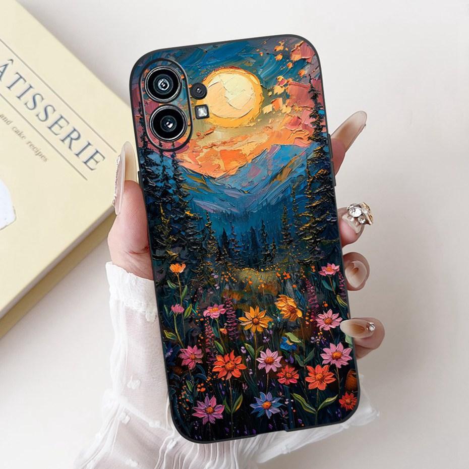 Fashion Painting Phone Case For Nothing Phone (1) Black Silicone Soft Cover For Nothing Phone One Phone1 Cases Bumpers