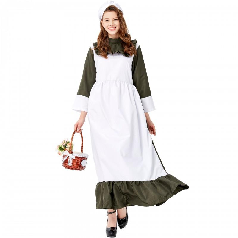 M L XL Womens Halloween Long Dress Maid Costume Beer Festival Cosplay Party Outfit