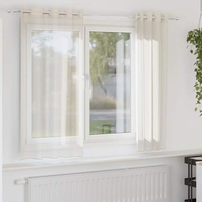 VidaXL Rideaux en voile avec œillets 2 pcs crème 140x140 cm, rideau en filet, rideau transparent, voile de fenêtre, 4102071