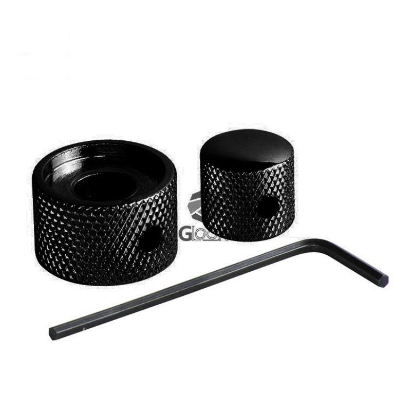 Double Layer Metal Knob Cap for Electric Guitar/Bass - Tone & Volume Adjustment with Screw Lock