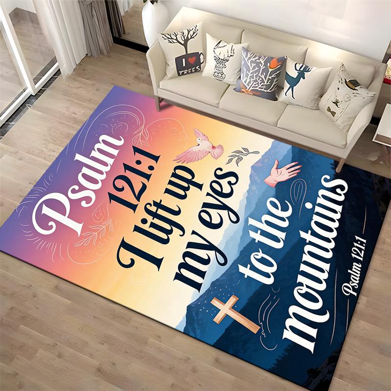 Psalm 121:1 Inspirational Carpet Mountain Sunset Design Decor Suitable for Use As an Anti-slip for Living Room Bedroom Sofas
