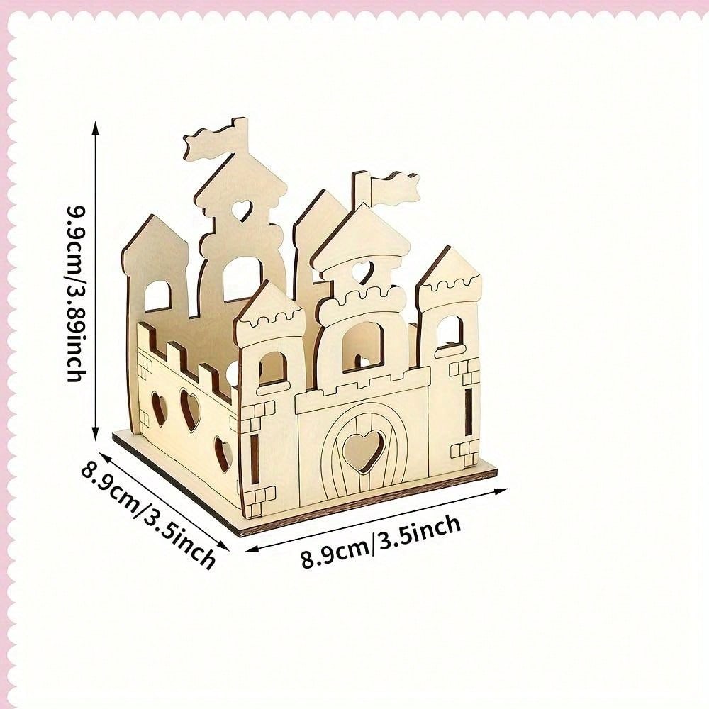 

Набор из 4 предметов: неокрашенный деревянный замок, вечеринка, деревянные поделки, сделай сам, сделай свой собственный замок светло-желтого