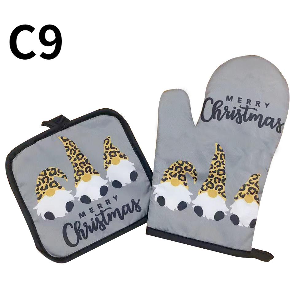 2-teiliges/Set Weihnachtsbedruckte Ofenhandschuhe, Hitzebeständig und Hitzebeständiges Mikrowellen-Ofenhandschuh-Set