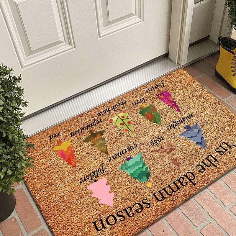 Pink Swan Black Cat Pattern New Entrance Floor Mat Bathroom Absorbent Foot Door Mat Horror Skeleton Decoration