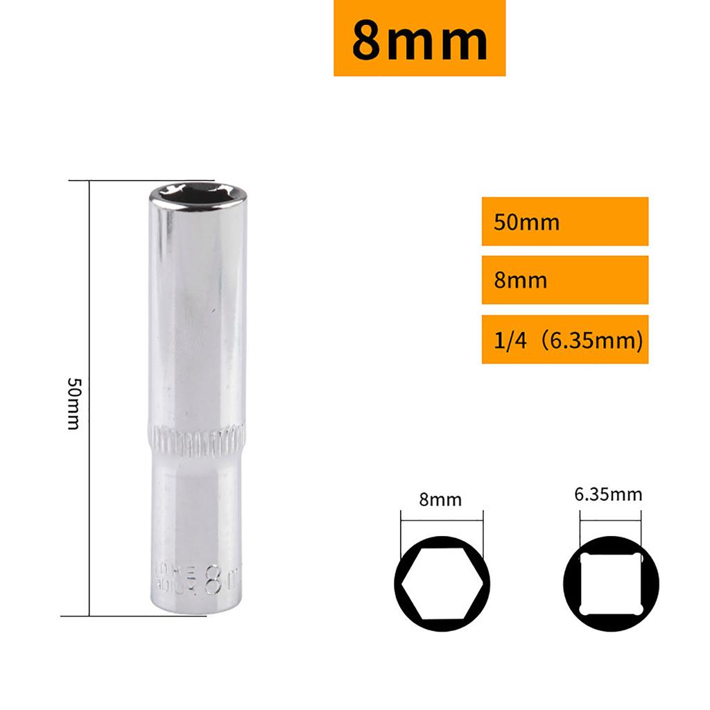 11 Stück 1/4 Zoll Antrieb 6,35 mm Sechskant Tiefbettnuss Reparaturwerkzeug Ratschenschlüssel Kopfnuss Wartungswerkzeug
