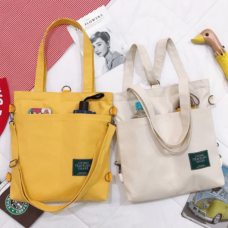 Ins Multi-purpose Women's Korean Version of Single Shoulder Canvas Bag Fashion Art College Backpack Class Tutorial Canvas Bag