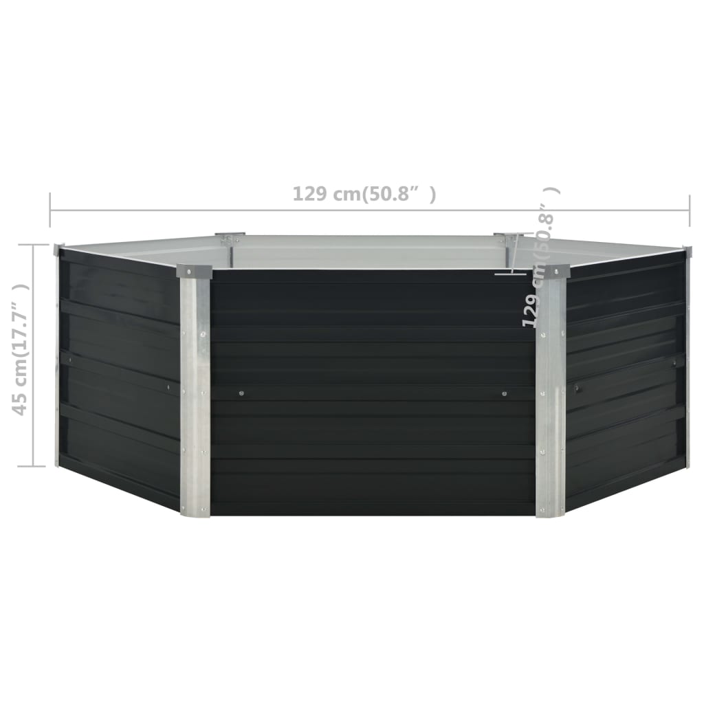 Raised Garden Bed Anthracite Grey 129 x 129 x 45 cm Galvanized Steel