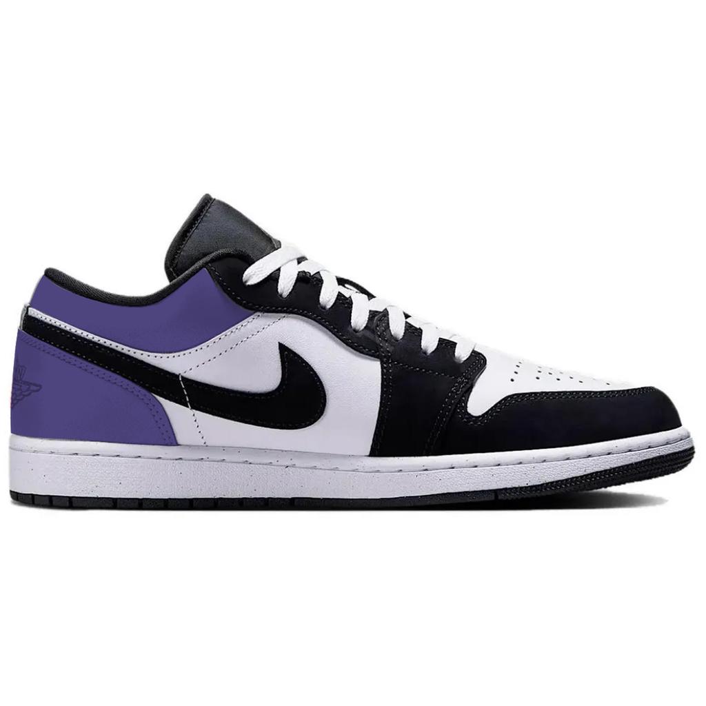 Jordan Air Jordan 1 Purple Toes Abrasion Resistant Low top Vintage Basketball Shoes Unisex Black Purple HF3148-106(Team1291-)