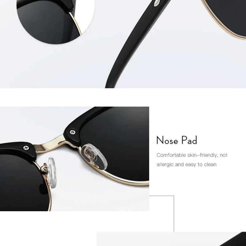 Non-polarized Fashion Square Metal Frame Men Women Brand Design Eye Sun Glasses Women Semi Rimless Classic Men Sunglasses