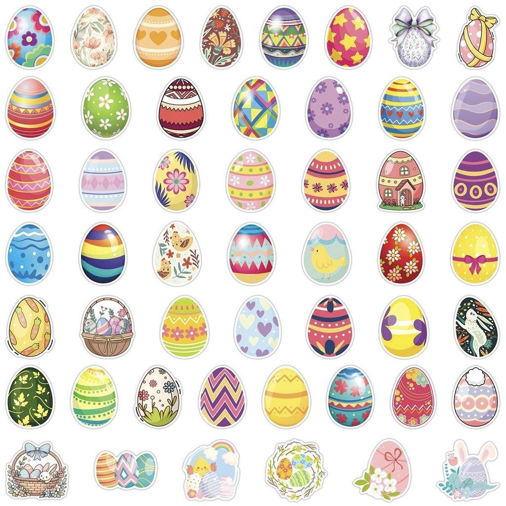 100Pcs Easter Eggs Cartoon Stickers Waterproof Vinyl Decals, Cute Aesthetic Doodle Stickers for Guitar Laptop Tablet DIY Decoration