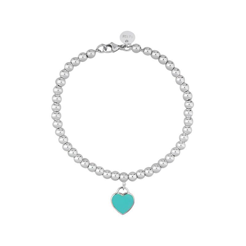 TIFFANY &CO Blue® Perlen Diamant Blau 4mm 925 Silber Emaille Diamant Armband Damen GRP12057-Silber Klein