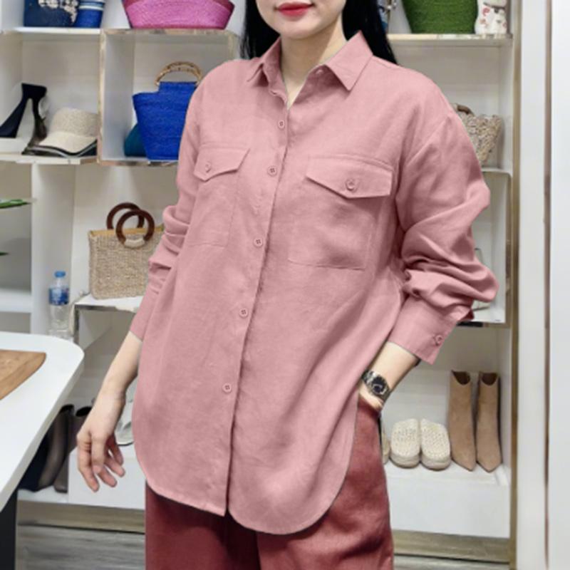 ZANZEA Lässige Bluse mit Umlegekragen und langen Ärmeln für Damen