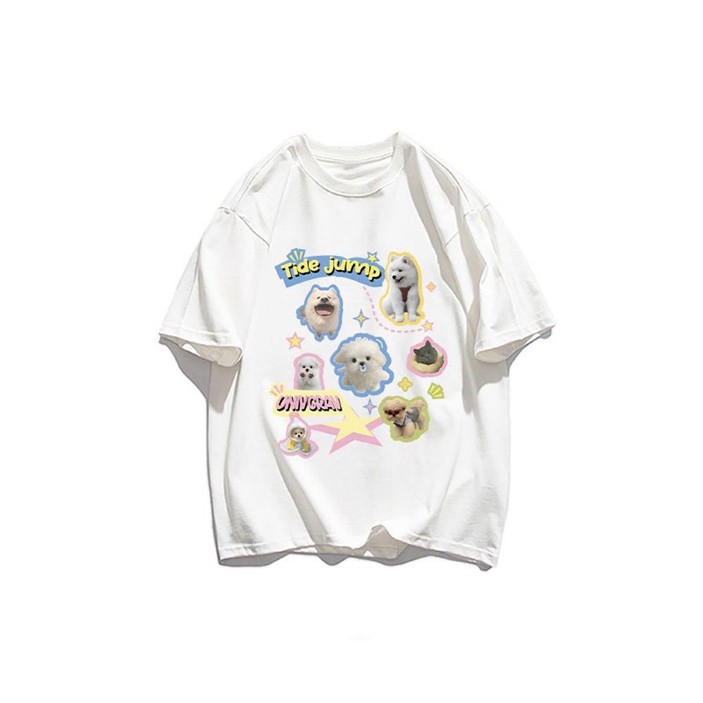 Y2k Casual Tops Female Clothes Girls Korean Fashion Blouse Kawaii Harajuku Streetwear Pet Dogs Cats Graphic Tees Women's T-shirt
