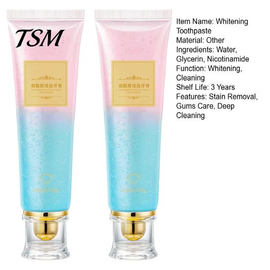 Enamel-safe Whitening Toothpaste 1/2Pcs 100G Teeth Nicotinamide Men Women Bad Tea Stain Removal Breath Gums Care Deep Cleaning Brightening