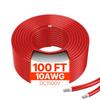 30.48m/100FT Solar Panel Extension Cable 10AWG Waterproof PV 6mm² Cable Red