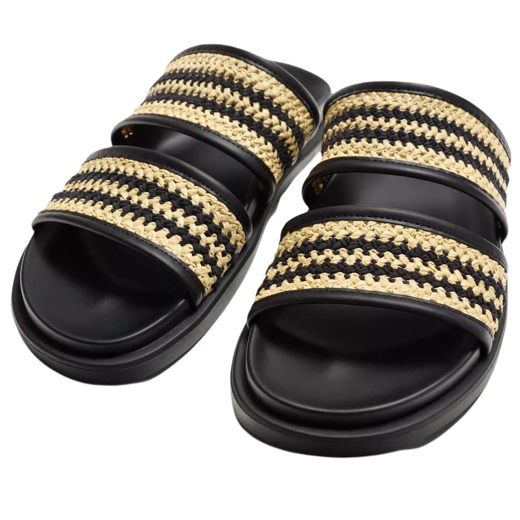 Zara Color Block Woven Layer Flat Slide Sandals Men Footwear Black 2760620197