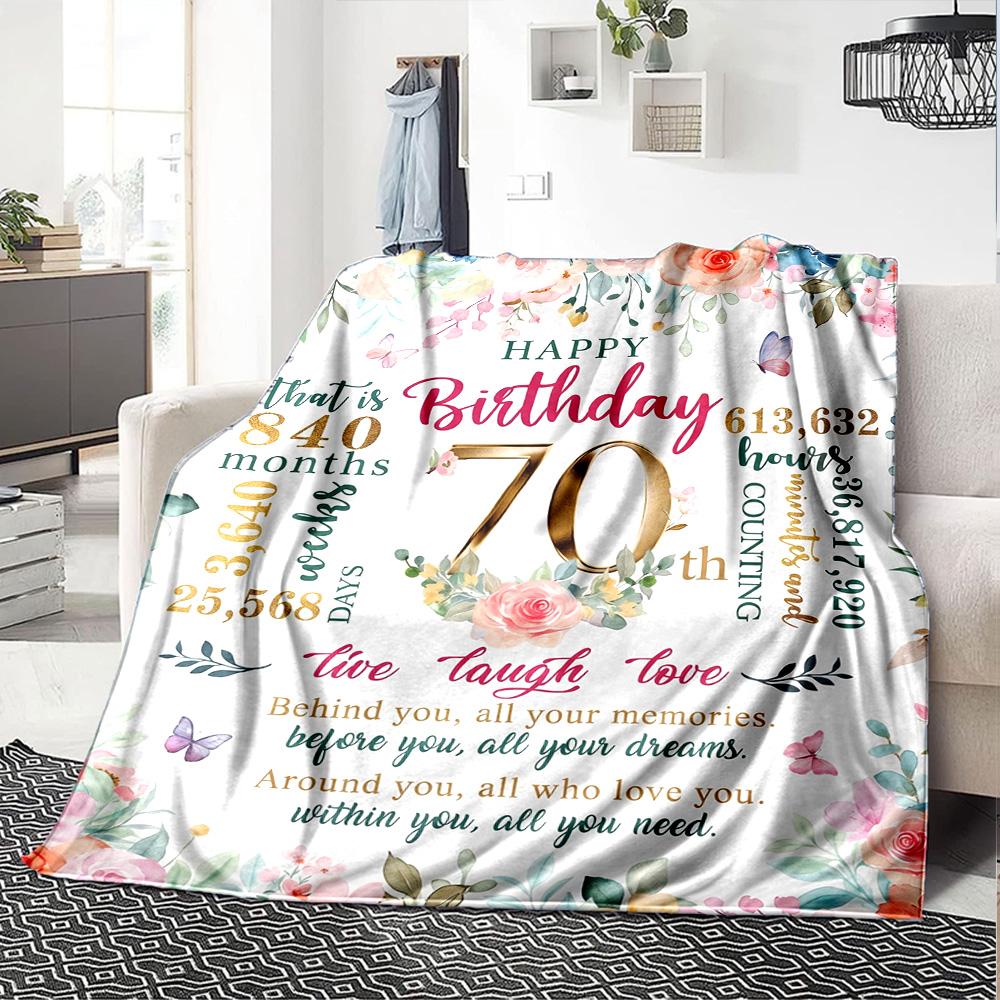 Happy 70Th Birthday Card Throw Blanket Soft Warm Cozy Versatile for Sofa Couch Office Bed Picnics Ideal Best Holiday Gift for Friends, Family Y18
