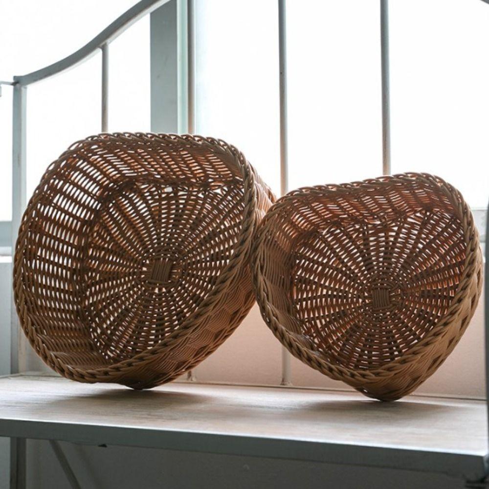 Hardness Fork Spoon Basket Handwoven Round Storage Box  Restaurant Serving Tabletop Display