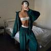 Two Piece Tracksuit Set for Women Cropped Zip Up Sweatshirt And Wide Leg Sweatpants Sets Spring Casual Sweatsuit Lounge Set