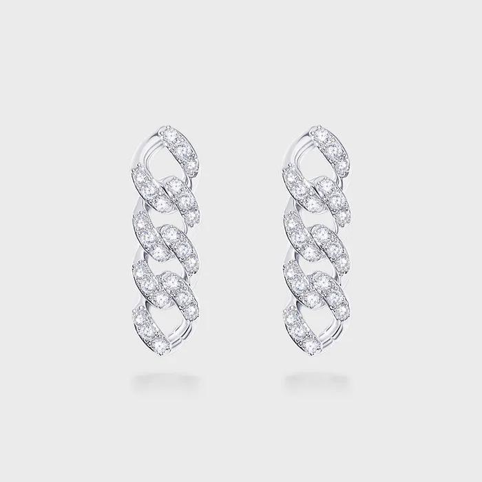Raindrop Stones Cuban Chain Earrings