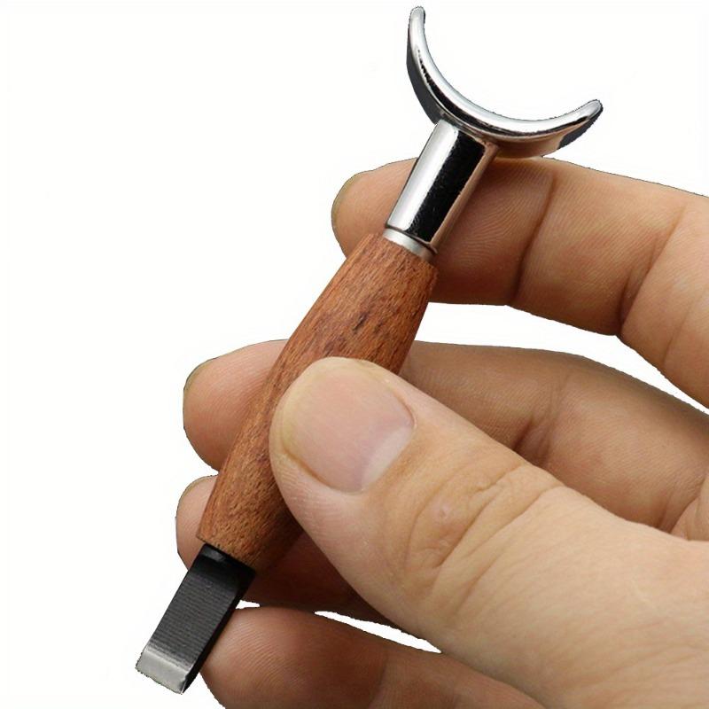 Leather Carving Rotary Knife Handmade DIY Stainless Steel Pear Wood Handle with Adjustable Height Vegetable Tanning Tool Knife