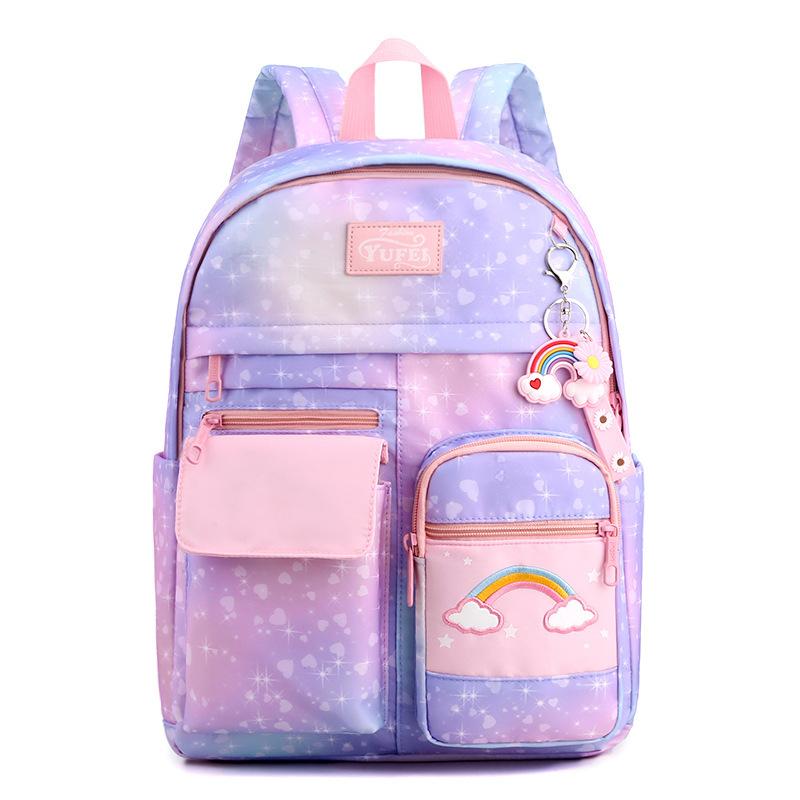 

Elementary school bag 123456th grade junior high school students backpack large capacity boys and girls children weight reduction backpack Single pack фиолетовый