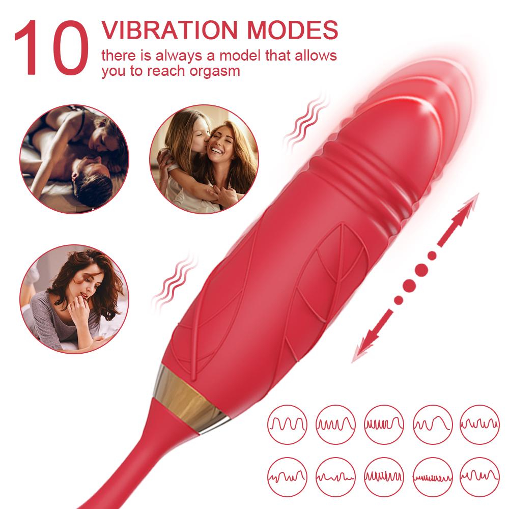 Rose-Sucking Thrusting Vibrator for Women Clit Sucker Nipple Clitoris Stimulation Vibrators Dildo Female Sex Toys for Adults 18+
