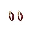 Retro Wine Red Color Drop Oil Hoop Earrings for Women Girls Temperament Elegant Earrings Buckle Daily Commute Jewelry Wholesale