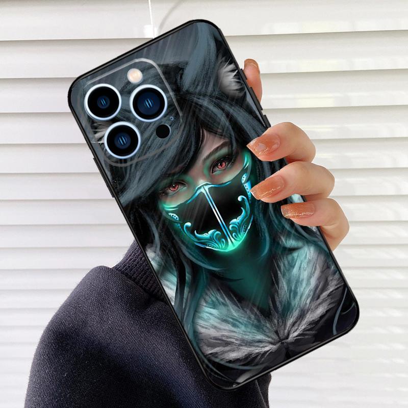 

Чехол для телефона с маской аниме-девушки для iPhone 16 15 14 13 11 12 17 Pro Max mini 15 16 Plus 16e 17 Air Cover Fundas iPhone 14Pro MAX