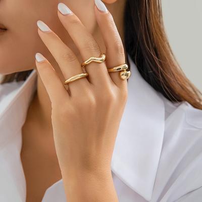 Ingemark 3 Stück Vintage Goldfarbene Schlangenringe für Damen 2024 Trendige Goth Geometrische Verstellbare Offene Fingerringe Wed Zirkon Geschenk