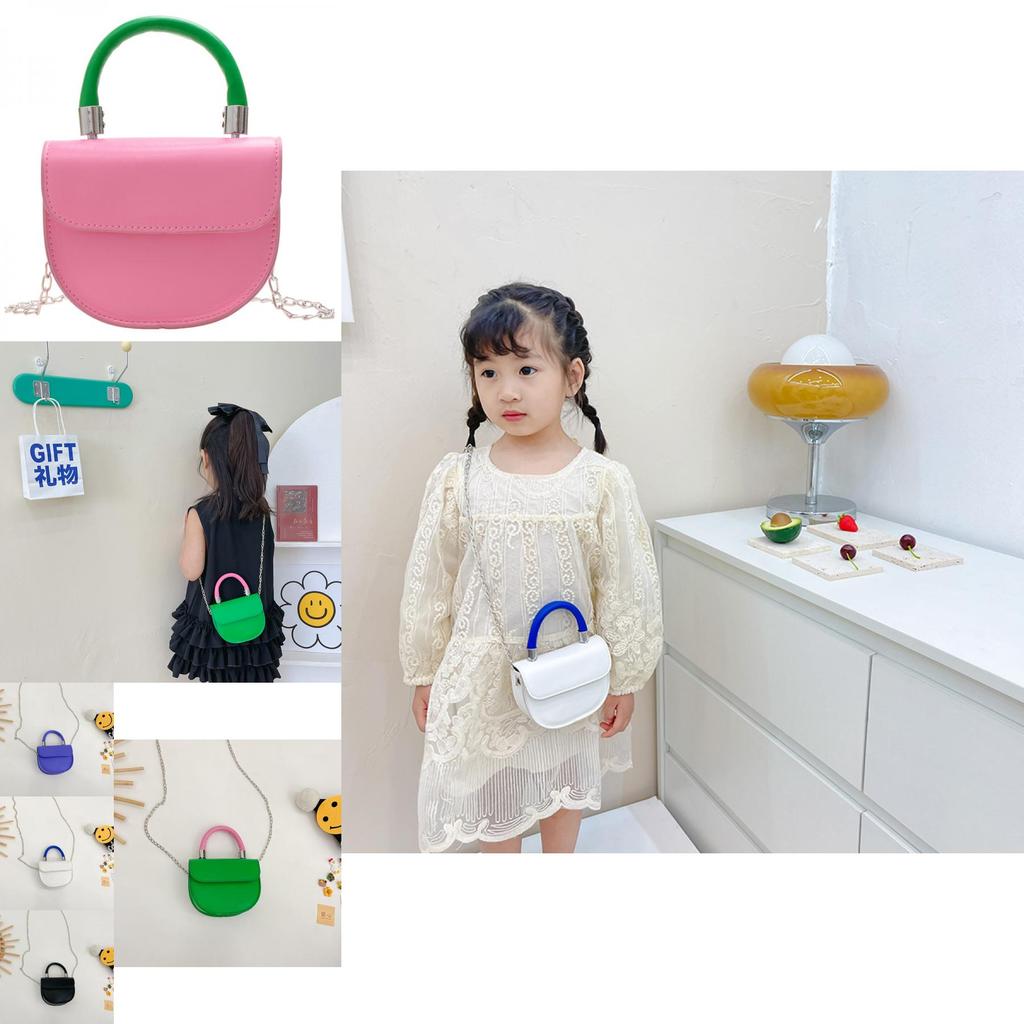 Fashionable Girls Mini Pu Handbag Chic Color Block Design Perfect For Everyday Use