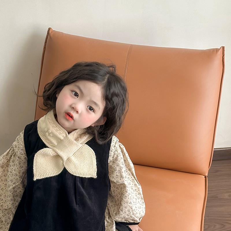 Autumn And Winter Children'S Scarf Cute Baby Warm Knitted Scarf Fashionable Boys And Girls Cross Scarf Neck Cover