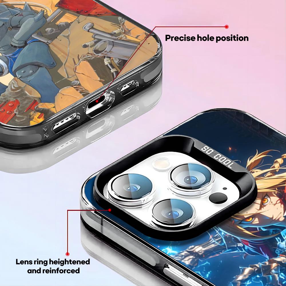 Anime Fullmetal Alchemist Phone Case black IMD Colorful Silver Suitable soft case for iPhone 16 15 14 13 12 11 XS Pro Max