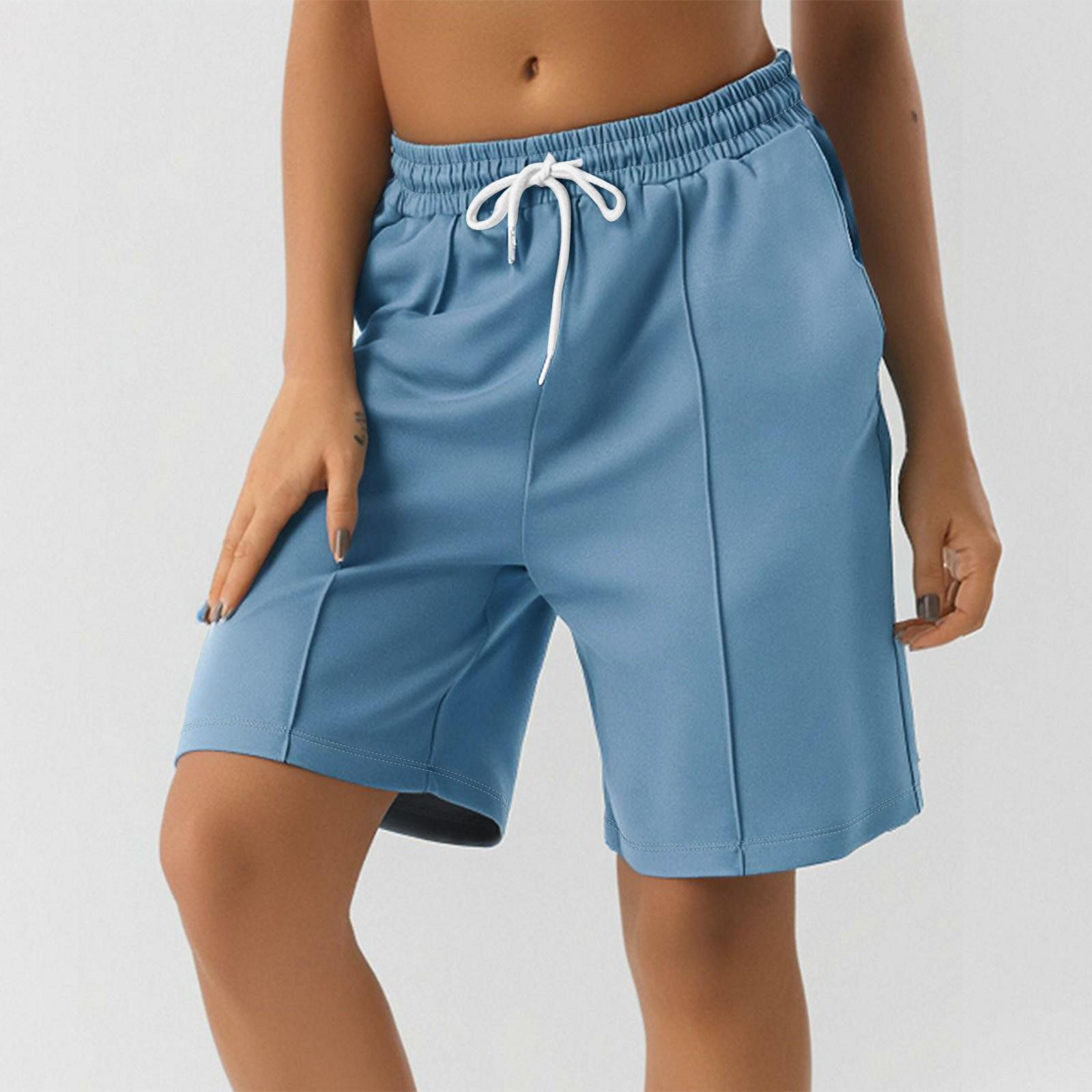 

Шорты для женщин, однотонные, для тренировок, бега, мягкие, для йоги, с карманами L