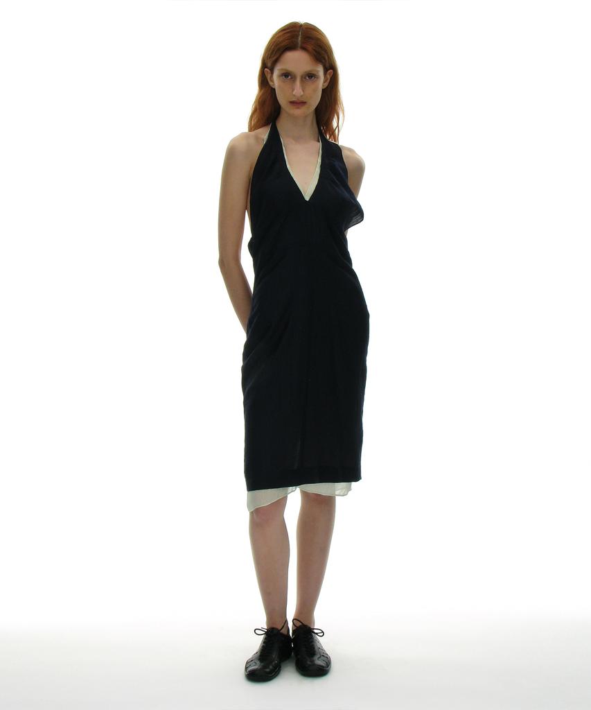 Partimento Woman Sheer Layer 2-In-1 Halter Dress_Navy