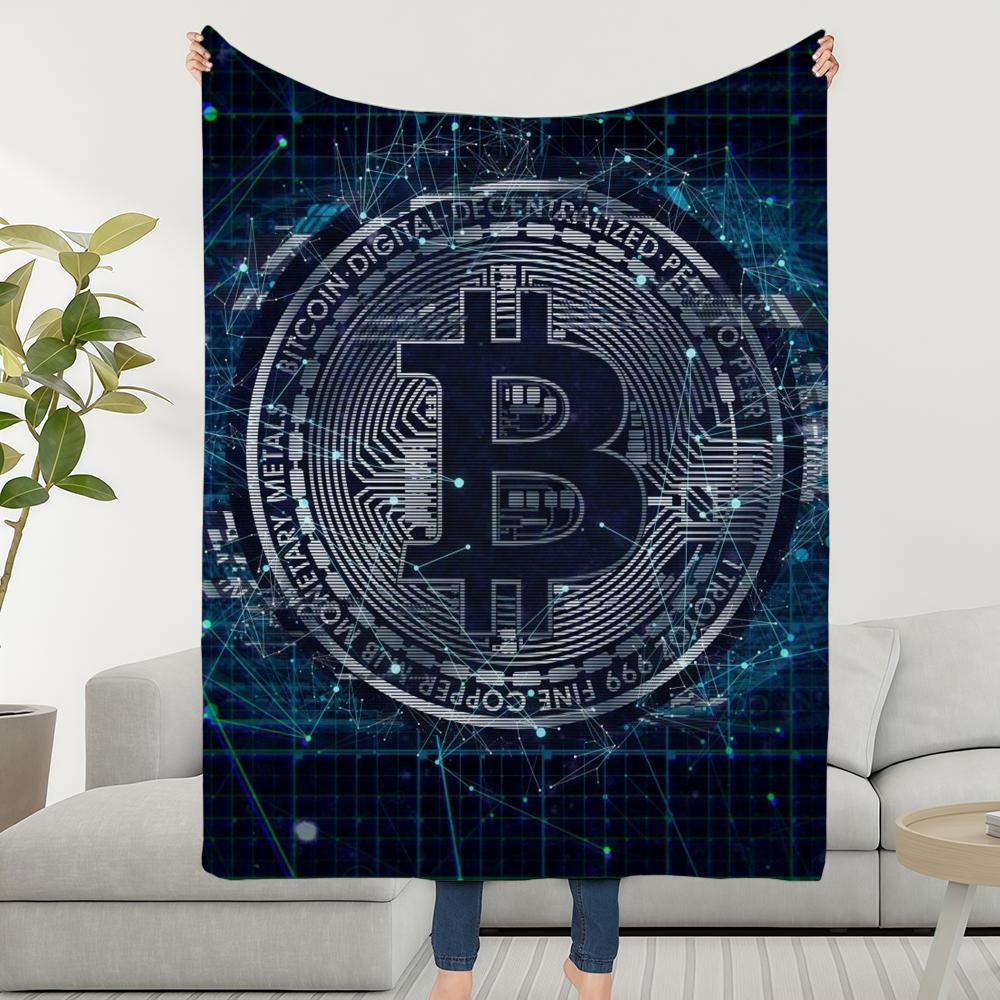 Money Blanket Throw Super Cosy Plush Living Room Sofa Couch Childish Bitcoin Birthday Gifts