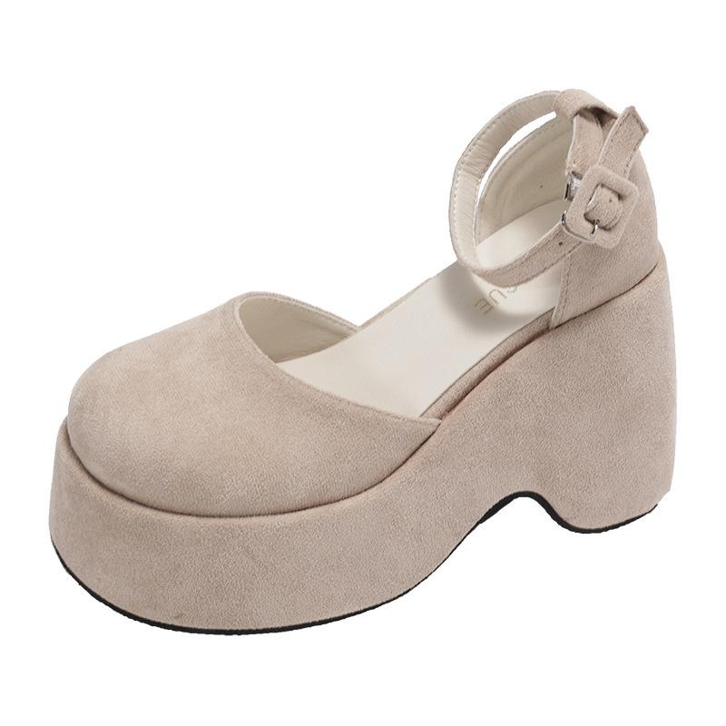 Fashion temperament French black thick-soled shallow-mouth single shoes women's summer 2025 new models with skirts to increase the height of Mary