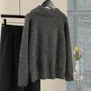 Women's Relaxed Fit Wool Blend Long Sleeve Turn-Down Collar Sweater