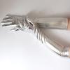 Women Long Operetta Metallic Gloves Elbow Length Skin-friendly Stretch for Evening Wedding Dress Costume Burgundy Style