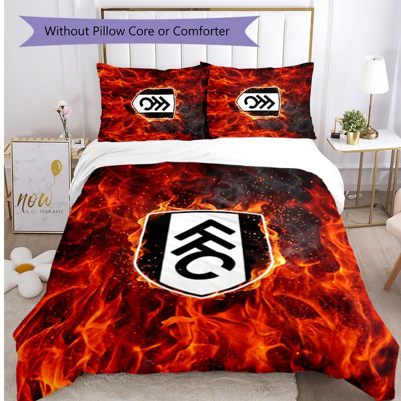 Set Lenzuola Fulham Calcio Stampato 3 Pezzi, Comodo Set Copripiumino per Camera da Letto Amico della Pelle